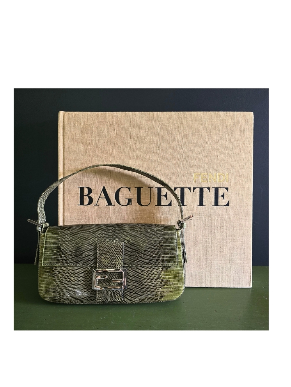 Fendi Baguette Vintage Full Exotic Lizard Leather Green - Picture 12 of 12